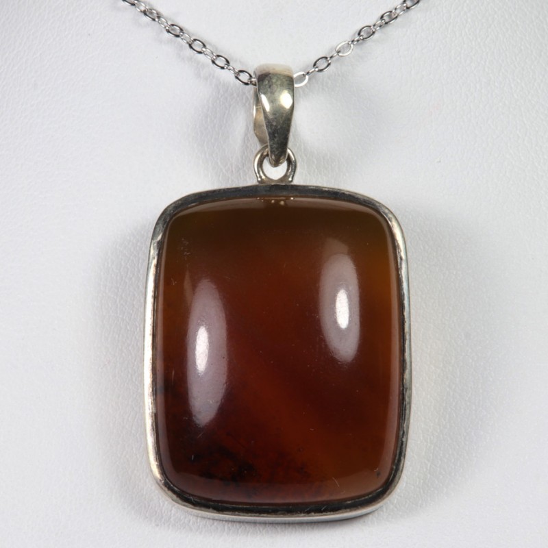 Pendentif serti en Argent - Ambre