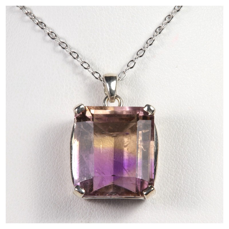 Pendentif serti argent 925 - Amétrine