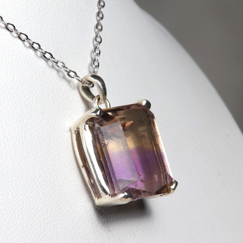 Pendentif serti argent 925 - Amétrine