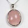 Pendentif serti argent 925 - Quartz Rose