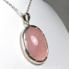 Pendentif serti argent 925 - Quartz Rose