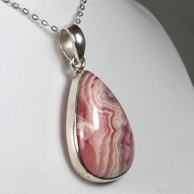 Pendentif serti argent 925 - Rhodochrosite