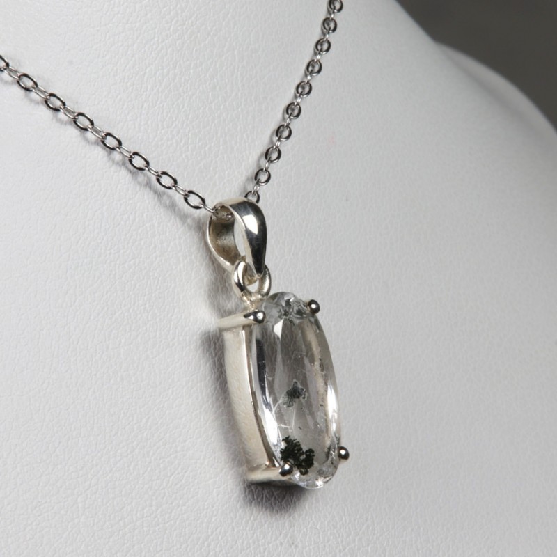 Pendentif serti argent 925 - Quartz à inclusion