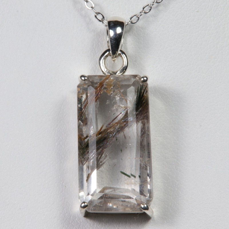 Pendentif serti argent 925 - Quartz à inclusion