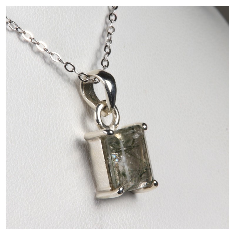 Pendentif serti argent 925 - Quartz à inclusion