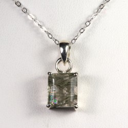 Pendentif serti argent 925 - Quartz à inclusion