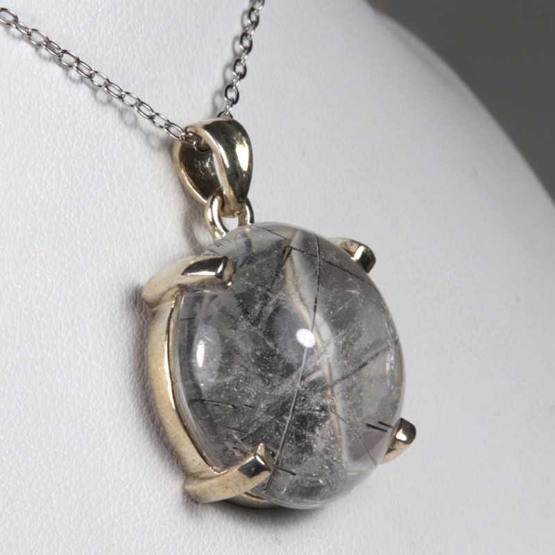 Pendentif serti argent 925 - Quartz à inclusion