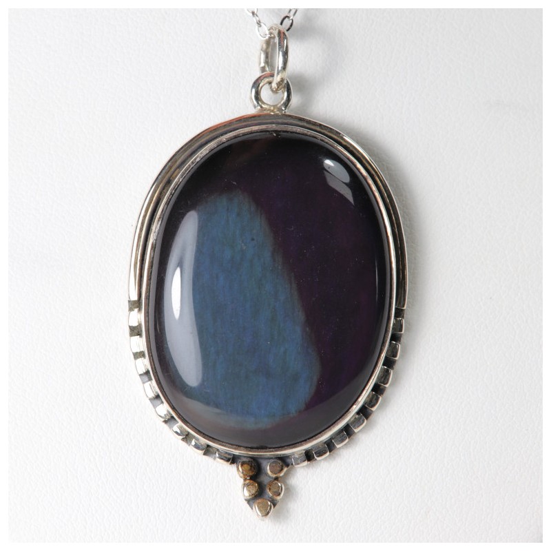 Pendentif serti argent 925 - Obsidienne Œil Céleste