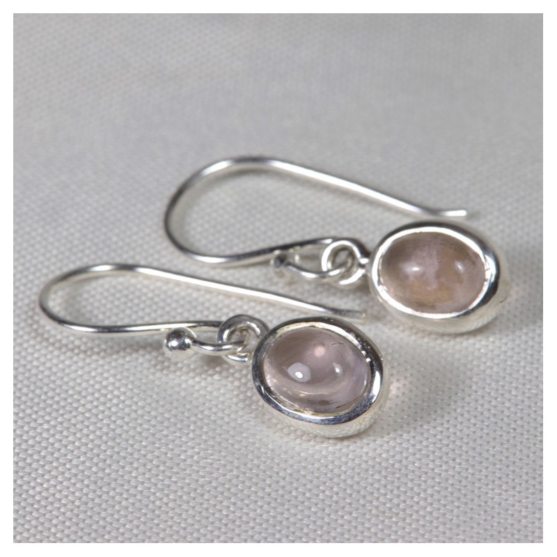 Boucles d'oreilles argent - Quartz Rose