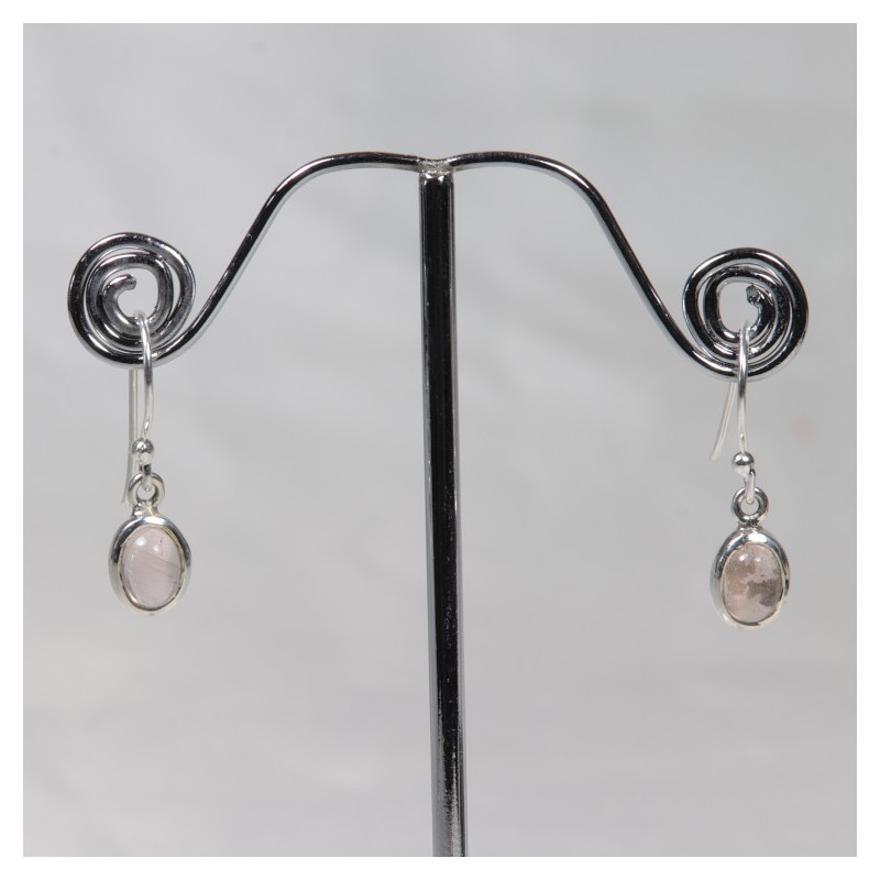 Boucles d'oreilles argent - Quartz Rose