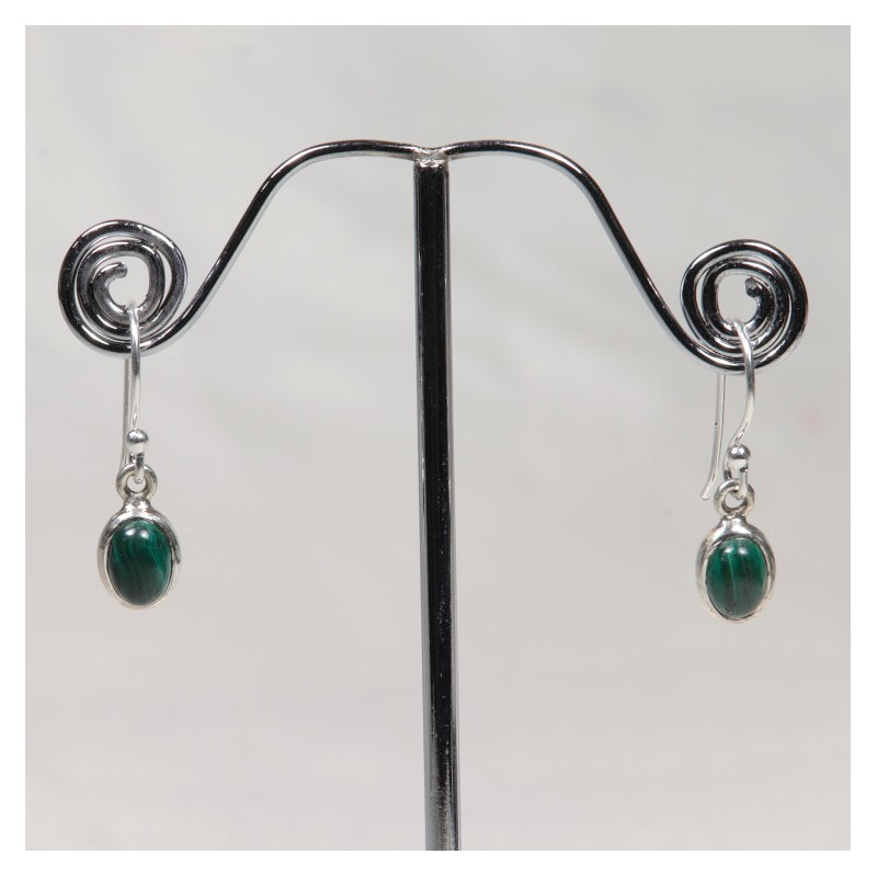 Boucles d'oreilles argent - Malachite