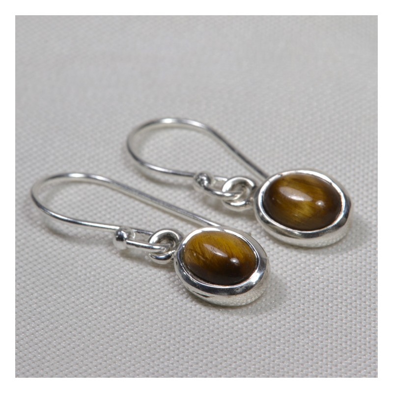Boucles d'oreilles argent - Œil de Tigre