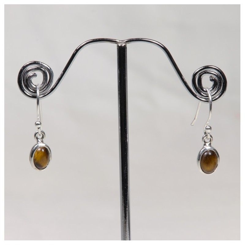 Boucles d'oreilles argent - Œil de Tigre