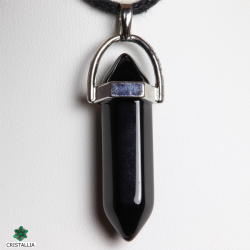 Pierre naturelle Obsidienne noire pendentif en pointe