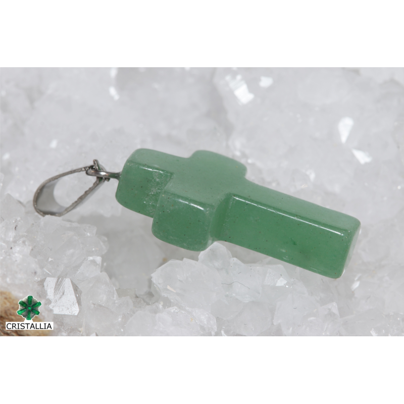 Pendentif croix Aventurine verte