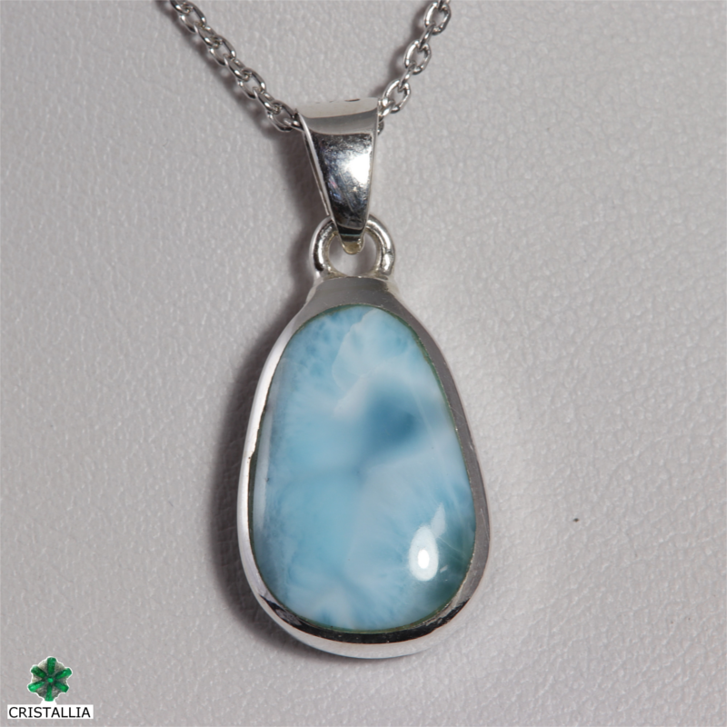 Pendentif Larimar serti argent