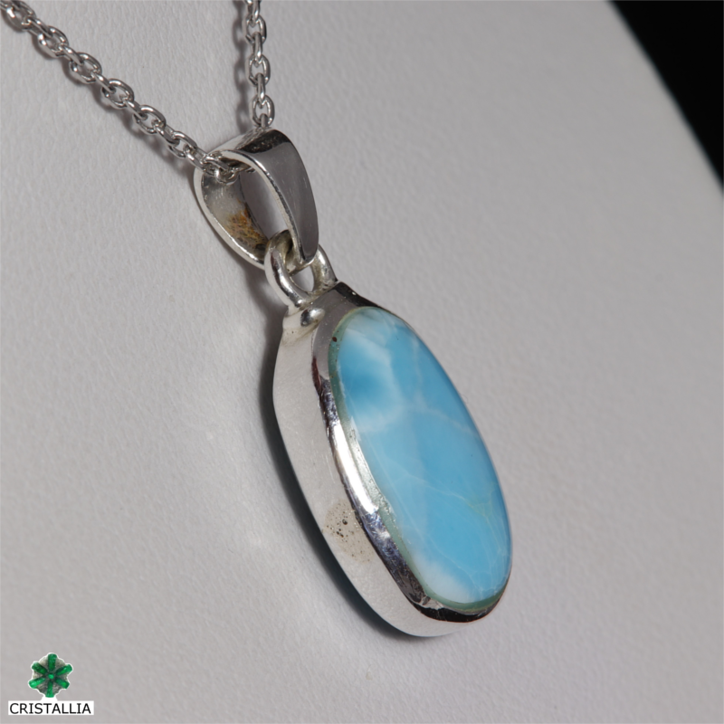 Pendentif Larimar serti argent