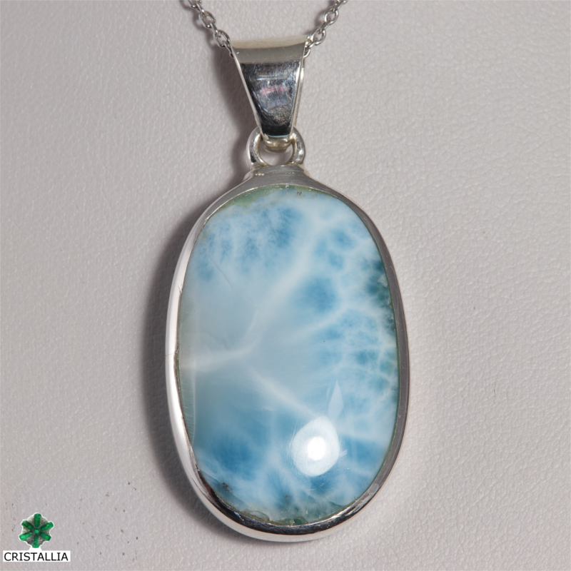Pendentif Larimar serti argent