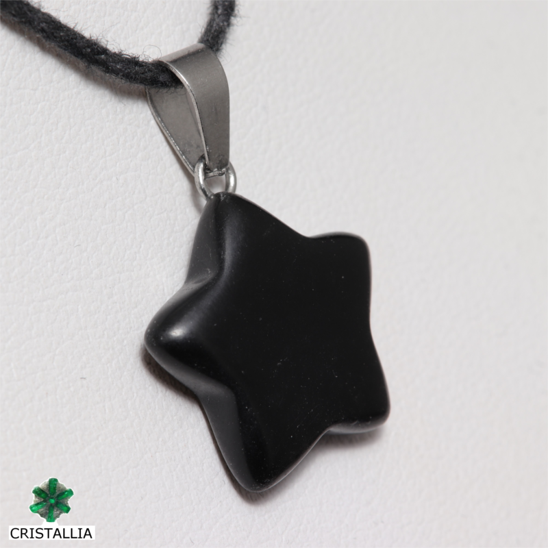 Pendentif Etoile Obsidienne noire