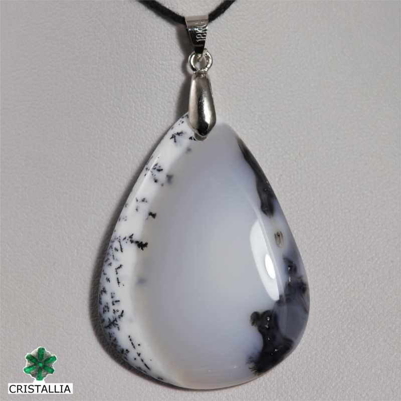 Pendentif Acier - Opale dendritique