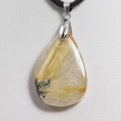 Pendentif Argent - Quartz rutile Hématite