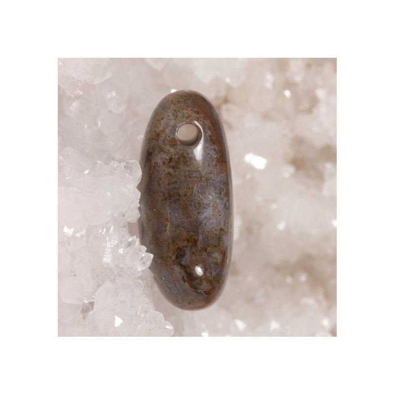 Pendentif pierre percée en Jaspe Polychrome