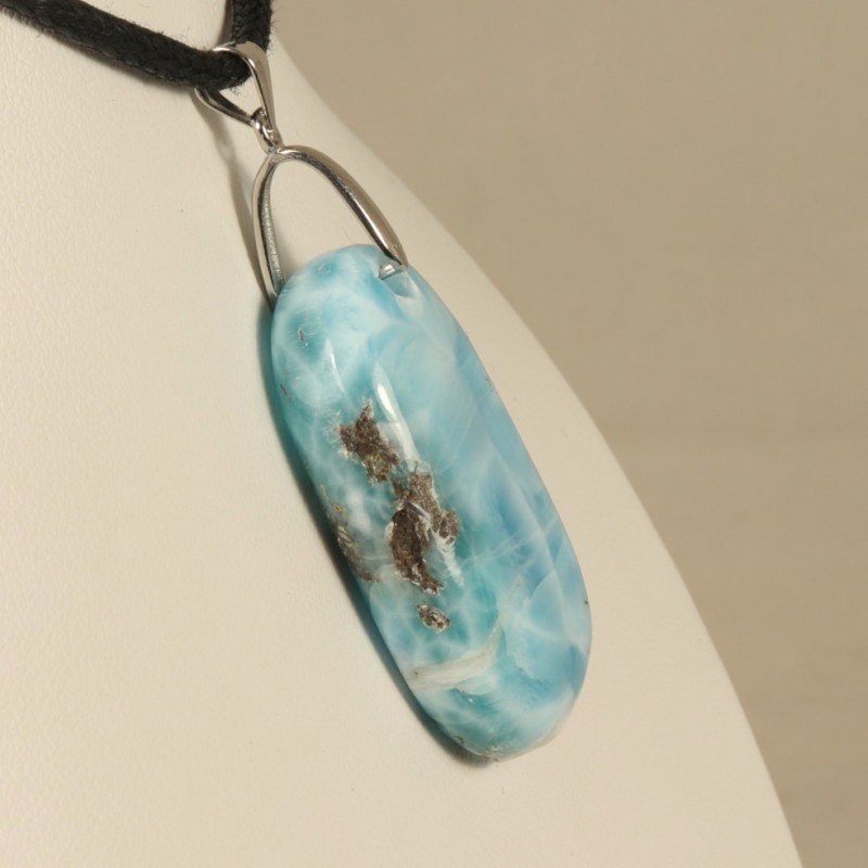 pendentif larimar bélière argent
