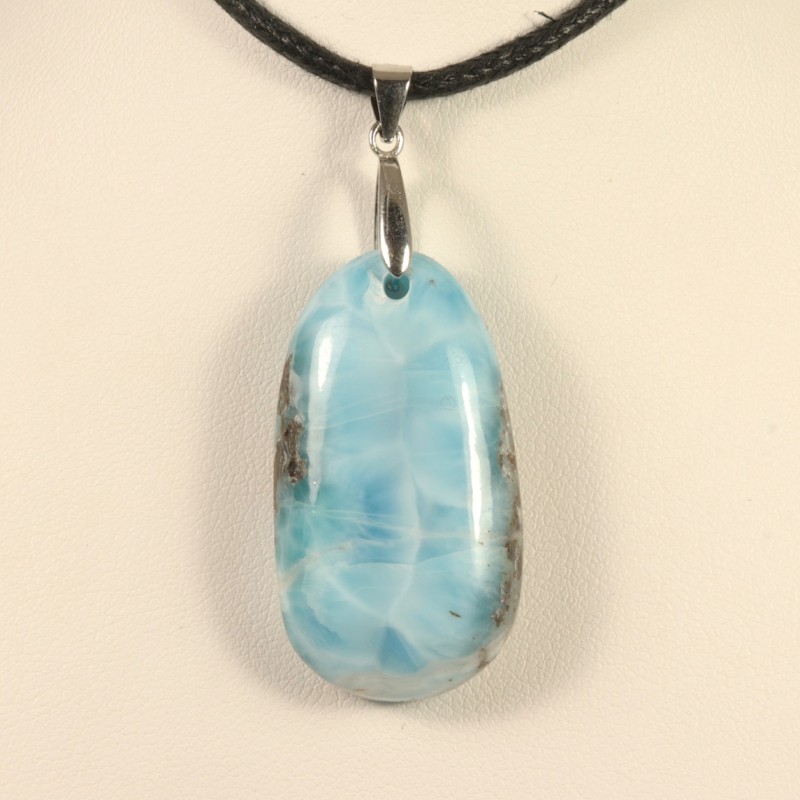 pendentif larimar bélière argent