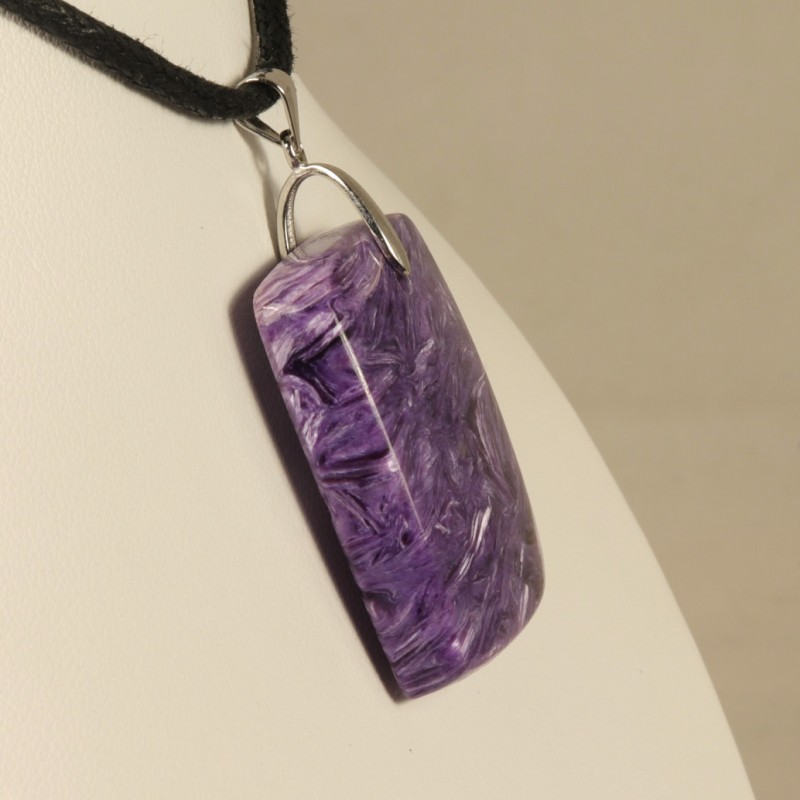 pendentif charoite bélière argent