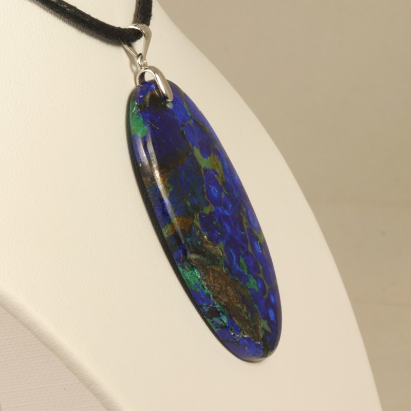 pendentif azurite malachite bélière argent