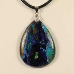 pendentif azurite malachite bélière argent