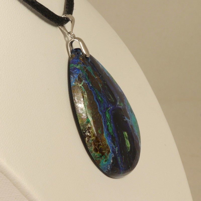 pendentif azurite malachite bélière argent