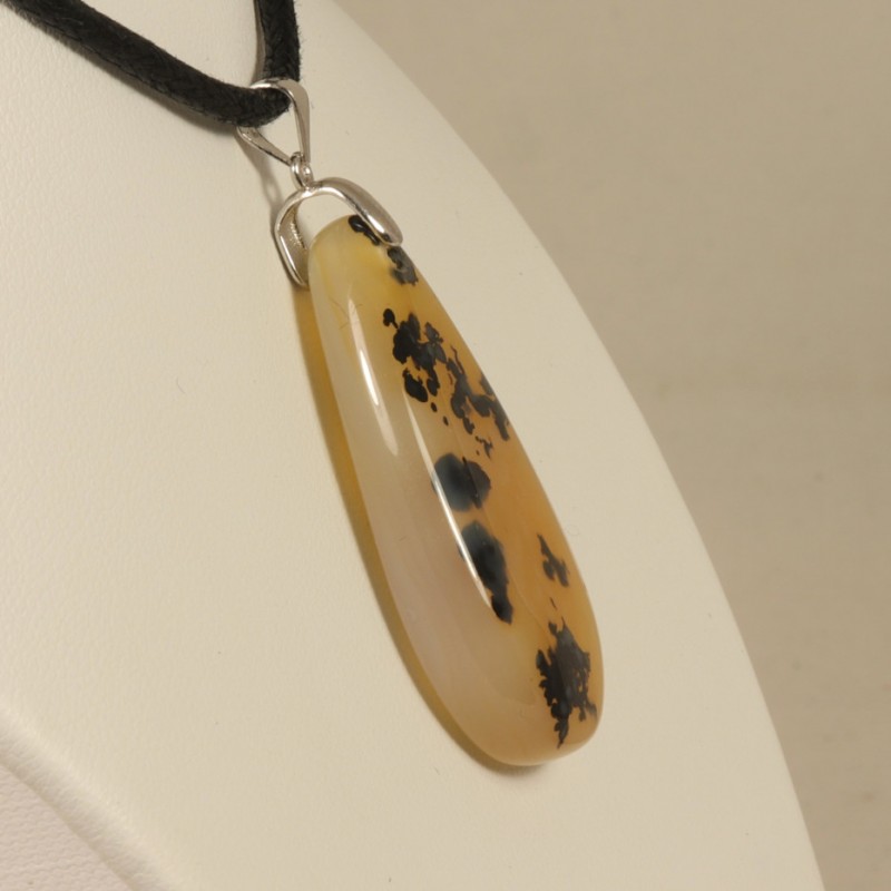 pendentif agate dendritique bélière argent