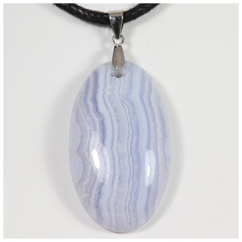 Pendentif Argent - Calcédoine Bleue