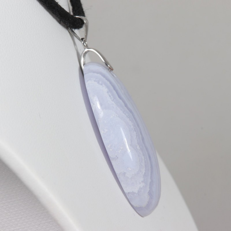 Pendentif Argent - Calcédoine Bleue