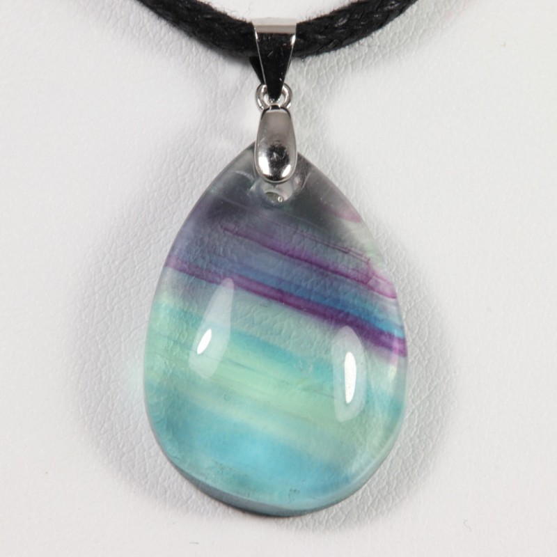 Pendentif Argent - Fluorite arc-en-ciel