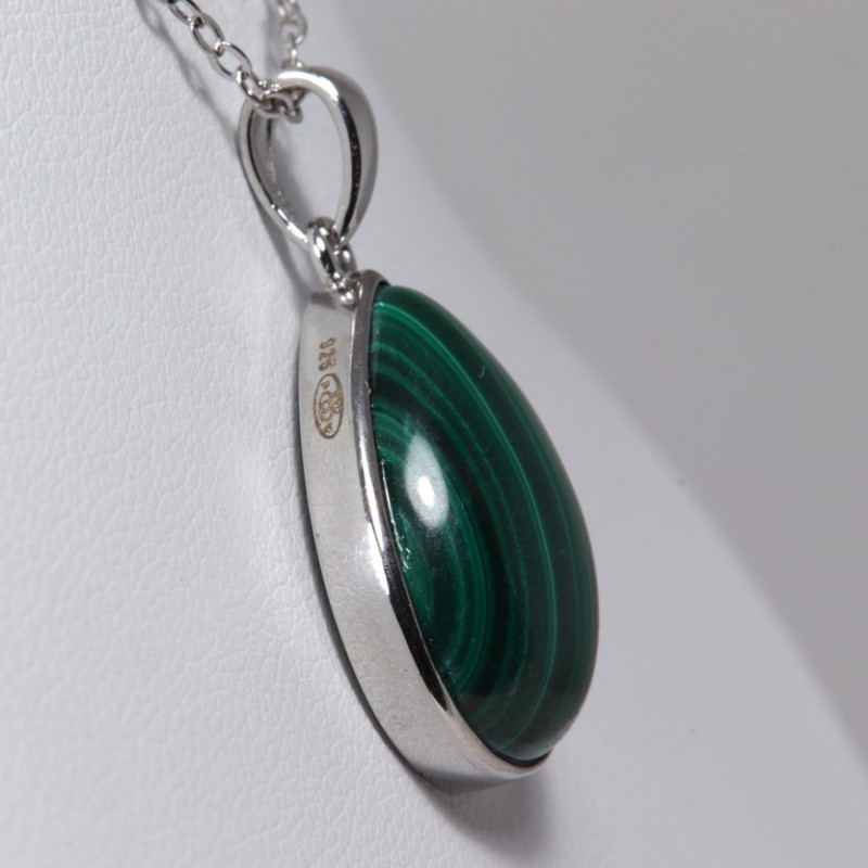 Pendentif serti argent 925 - Malachite