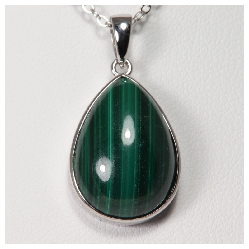 Pendentif serti argent 925 - Malachite