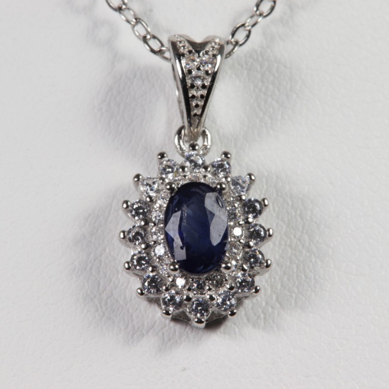 Pendentif serti argent 925 - Saphir
