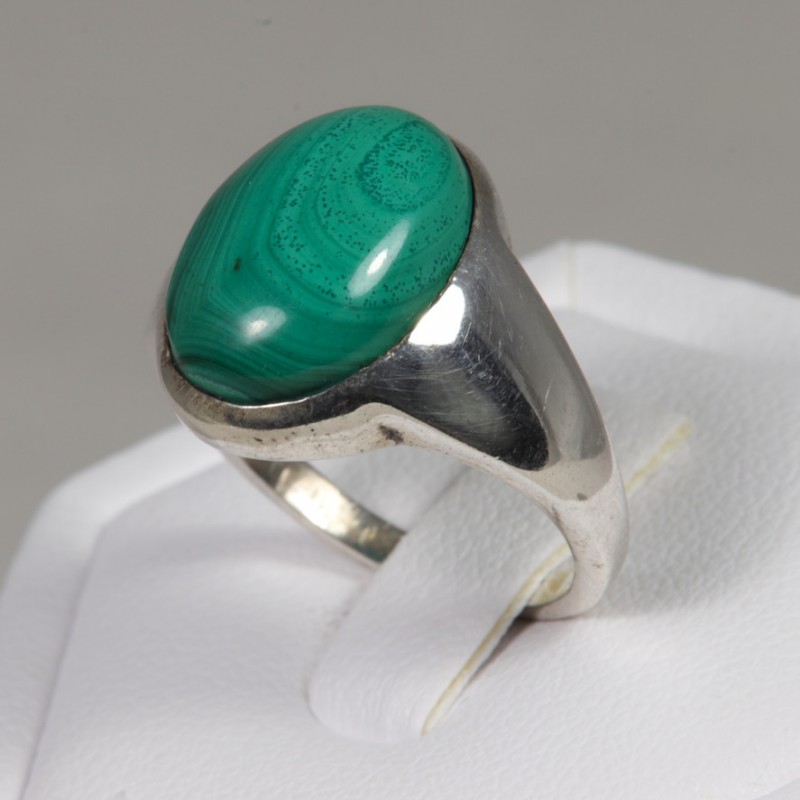 Malachite serti argent