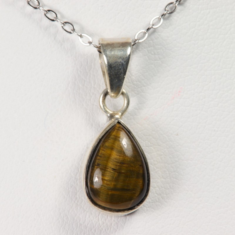 Pendentif serti argent 925 - Oeil de Tigre