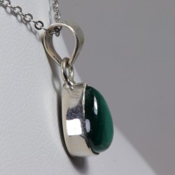 Pendentif serti argent 925 - Malachite