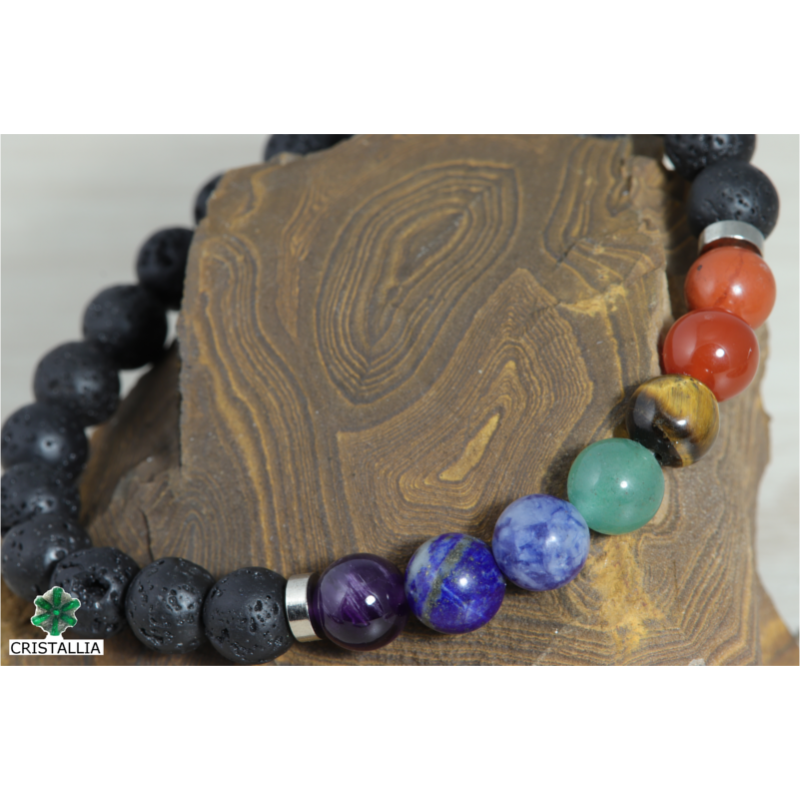 Bracelet pierres naturelles 7 chakras et lave