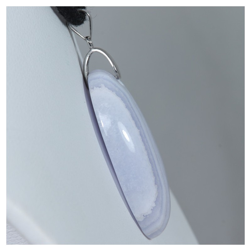 Pendentif Argent - Calcédoine Bleue