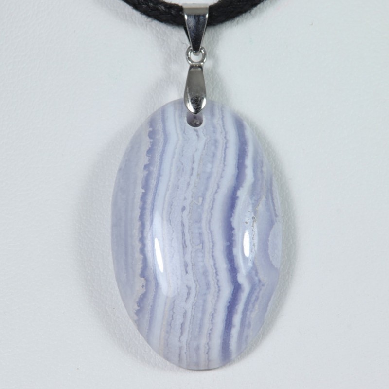 Pendentif Argent - Calcédoine Bleue