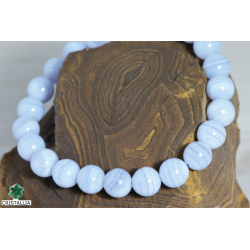 Bracelet pierres naturelles Calcédoine bleue