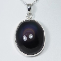 Pendentif serti argent 925 - Obsidienne Œil Céleste
