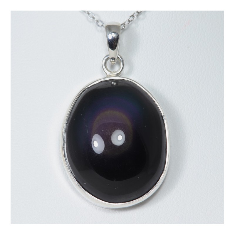 Pendentif serti argent 925 - Obsidienne Œil Céleste