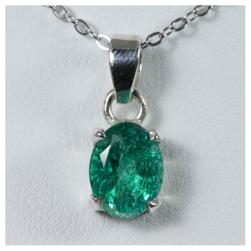 Pendentif serti argent 925 - Emeraude
