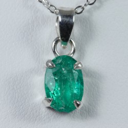 Pendentif serti argent 925 - Emeraude